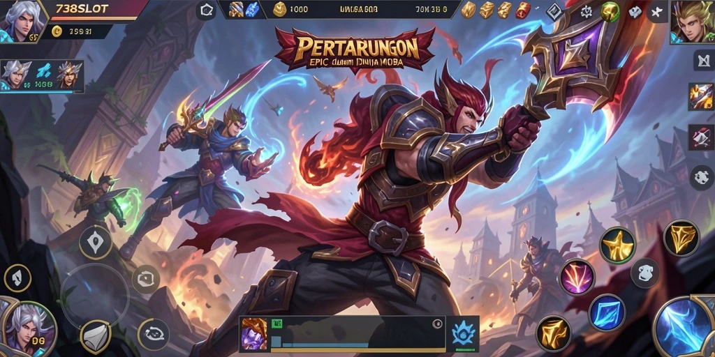 Tampilan menarik dari gameplay intens 738SLOT dalam pertempuran MOBA.