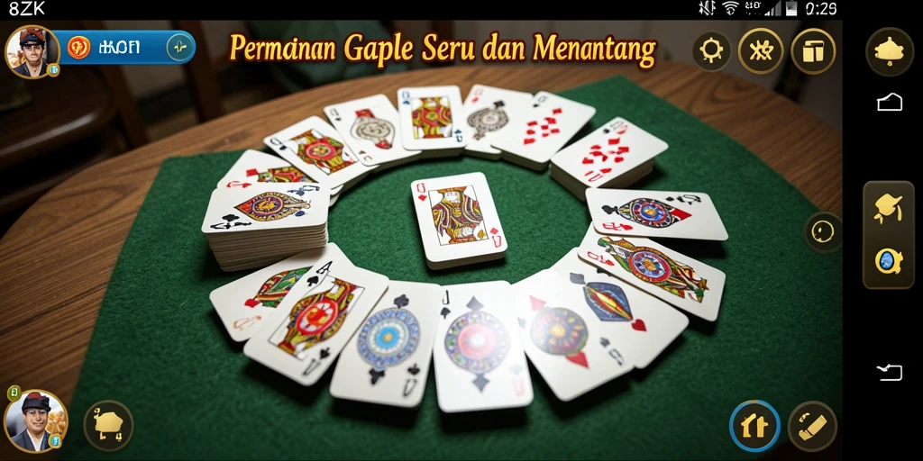 Tampilan gameplay seru di 8ZK dengan keceriaan bermain gaple.