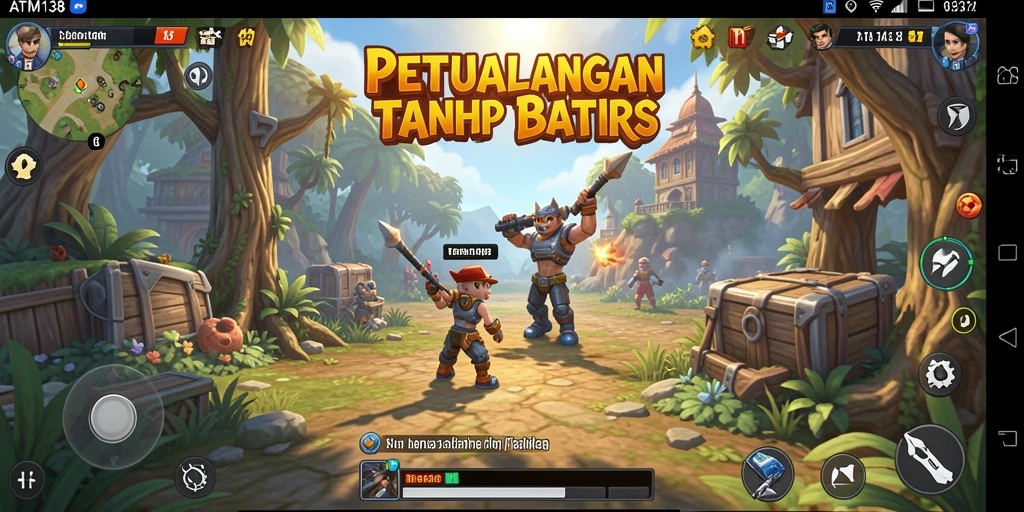 Screenshot gameplay ATM138 menampilkan eksplorasi dunia terbuka yang menakjubkan.