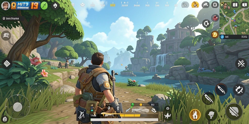 Screenshot gameplay HIT9 menampilkan dunia terbuka yang luas dan menakjubkan.