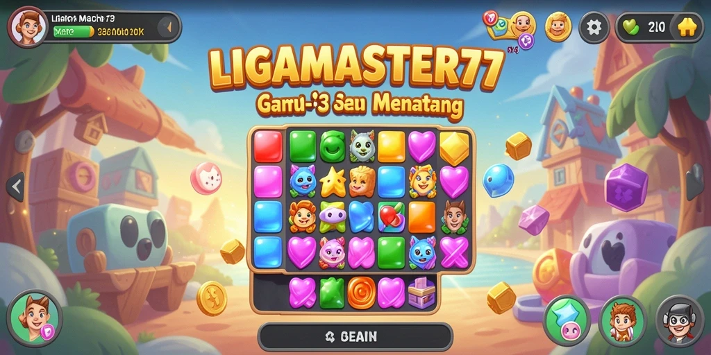 Gameplay seru dari LIGAMASTER77 dengan warna-warna cerah.
