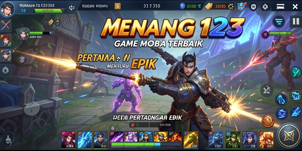 Tampilan seru gameplay MOBA di MENANG123.