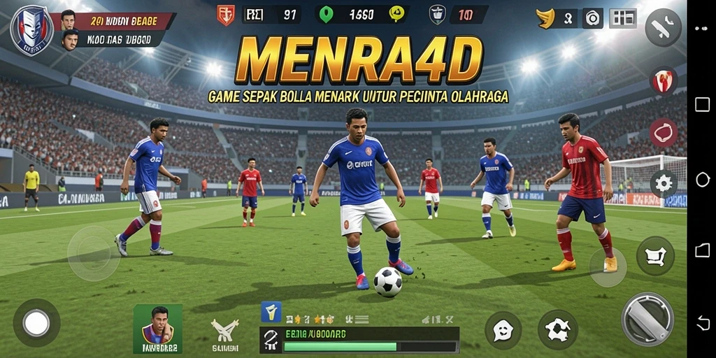 Tangkapan layar dari gameplay sepak bola yang menarik di MENARA4D.