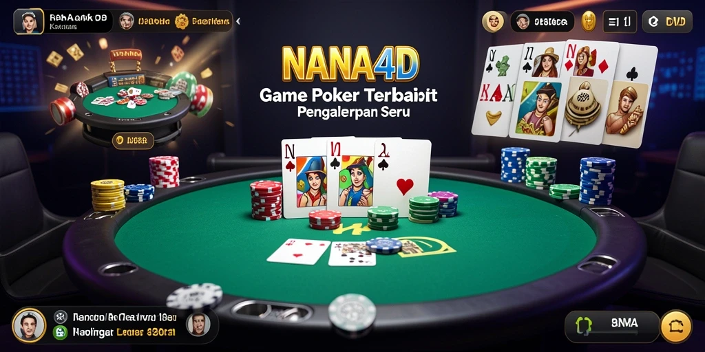 Tampilan layar utama NANA4D menampilkan suasana permainan Poker yang seru.