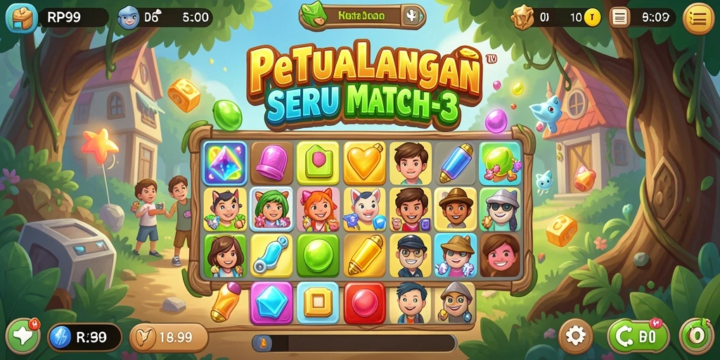 Screenshot menampilkan gameplay seru dalam RP99 Match-3.