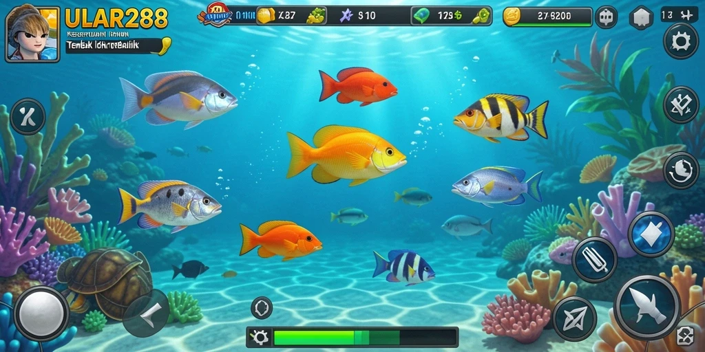 Tampilan gameplay ULAR288 yang menampilkan momen menembak ikan.
