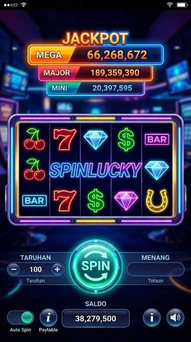 Tampilan antarmuka aplikasi spinlucky yang modern.